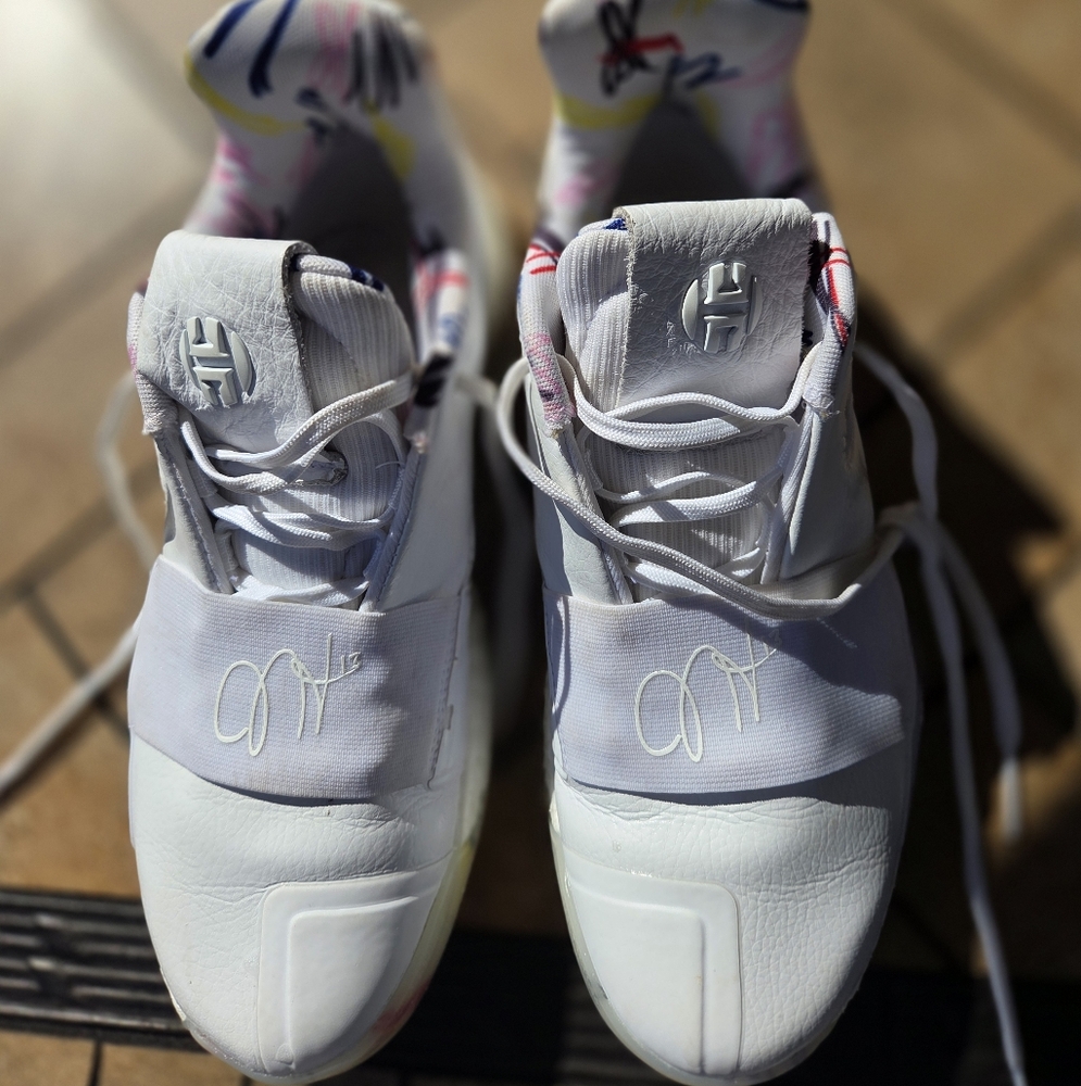 adidas White and Gray Athletic Shoes HARDEN